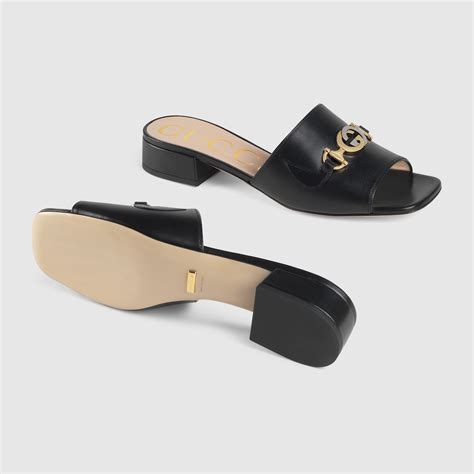 gucci zumi leather slide sandal|gucci women's rubber slide sandal.